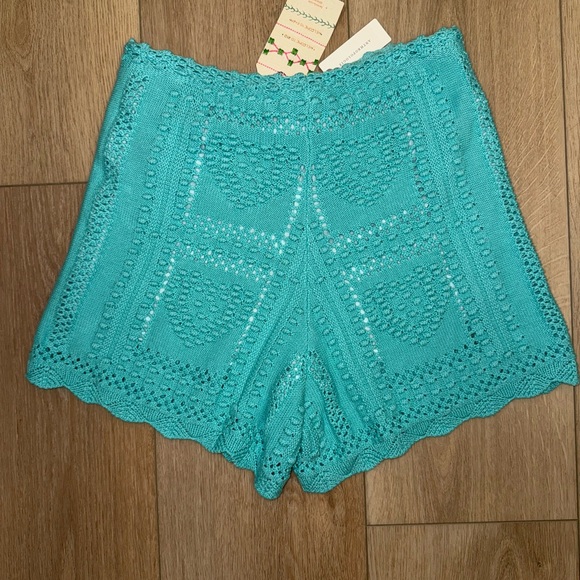 NWT FARM Rio Crochet High Rise Shorts Size Small Turquoise - Picture 4 of 9